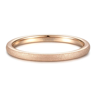 2mm Thin Tungsten Carbide Ring Women Rose Gold Frosted Matt Wedding Bands