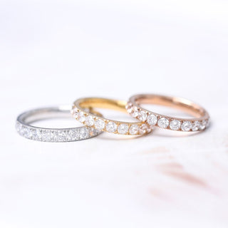 3mm Silver Color Women Titanium Ring Cubic Zirconia Engagement Wedding Bands