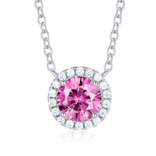 5A+ Sparking Round Shaped Cubic Zirconia 925 Sterling Silver Pendants with Adjustble Chain for Women