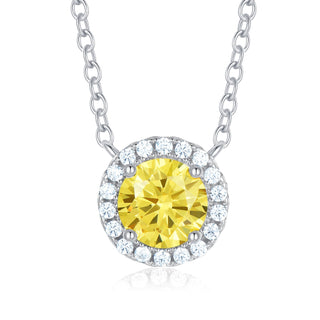 5A+ Sparking Round Shaped Cubic Zirconia 925 Sterling Silver Pendants with Adjustble Chain for Women