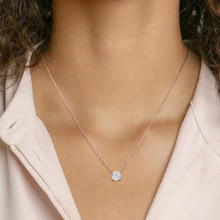 925 Sterling Silver Rose Gold Plated Round Cut 1.5 Carat Cubic Zirconia Pendant Necklace