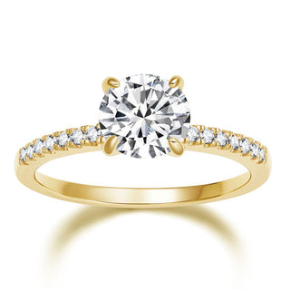 14K Gold Plated 925 Sterling Silver Women 1.25 CT Round Solitaire Cubic Zirconia Engagement Ring