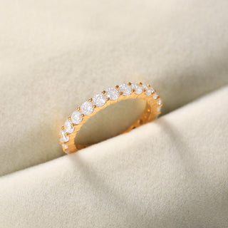 3mm 14K Gold Plated 925 Sterling Silver Women Round Cubic Zirconia Stackable Eternity Ring