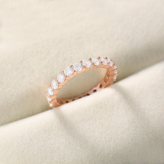 3mm Rose Gold 925 Sterling Silver Women Round Cubic Zirconia Stackable Eternity Ring