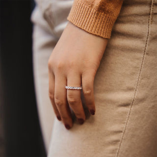 3mm Rose Gold 925 Sterling Silver Women Round Cubic Zirconia Stackable Eternity Ring