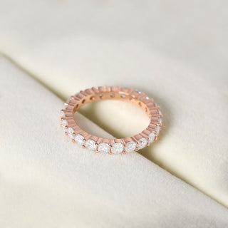 3mm Rose Gold 925 Sterling Silver Women Round Cubic Zirconia Stackable Eternity Ring