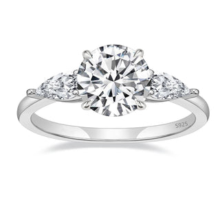 2Ct 925 Sterling Silver Rings Women Round Cut 3-Stone Cubic Zirconia CZ Engagement Bands