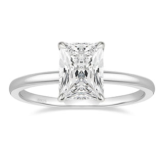 3Ct 925 Sterling Silver Rings Radiant Cut Solitaire Cubic Zirconia CZ Women Engagement Bands