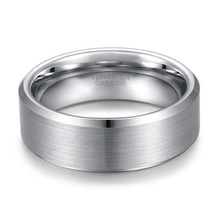 8mm Brushed Tungsten Rings Silver Men Tungsten Carbide Ring Wedding Rings