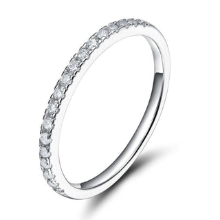 2mm 925 Sterling Silver Rings Women Cubic Zirconia Eternity Ring