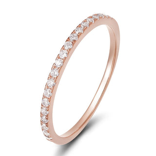2mm Rose Gold 925 Sterling Silver Rings Women Cubic Zirconia Eternity Ring