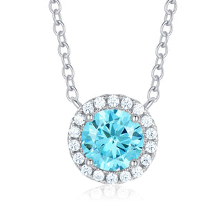 5A+ Sparking Round Shaped Cubic Zirconia 925 Sterling Silver Pendants with Adjustble Chain for Women