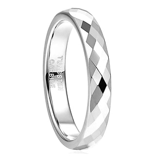 4mm Men Women Multi-Faceted Tungsten Carbide Rings Silver Engagement Bands