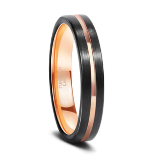 4mm Tungsten Carbide Ring Men Women Thin Groove Rose Gold Color Engagement Ring
