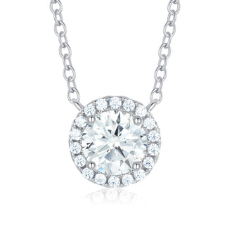 5A+ Sparking Round Shaped Cubic Zirconia 925 Sterling Silver Pendants with Adjustble Chain for Women