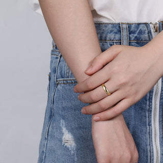 4mm 14K Gold Plated Women 925 Sterling Silver Rings Wedding Bands