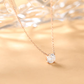 925 Sterling Silver Rose Gold Plated Round Cut 1.5 Carat Cubic Zirconia Pendant Necklace