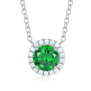 5A+ Sparking Round Shaped Cubic Zirconia 925 Sterling Silver Pendants with Adjustble Chain for Women