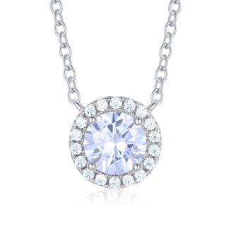 5A+ Sparking Round Shaped Cubic Zirconia 925 Sterling Silver Pendants with Adjustble Chain for Women