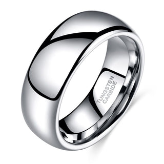 8mm High Polished Silver Color Tungsten Rings For Men Women Wedding Bands