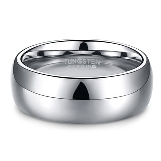 8mm High Polished Silver Color Tungsten Rings For Men Women Wedding Bands