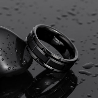 8mm Black Tungsten Ring Mechanical Seal Inlay Men Rings