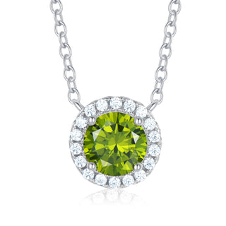 5A+ Sparking Round Shaped Cubic Zirconia 925 Sterling Silver Pendants with Adjustble Chain for Women