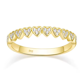14K Gold Plated 925 Sterling Silver VVS1 Eternity Stackable Moissanite Wedding Ring