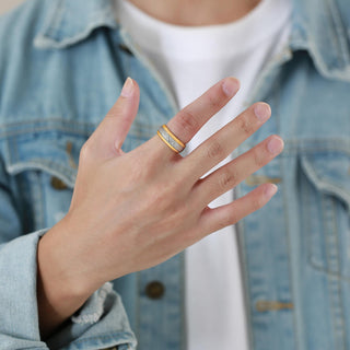 Customized 8mm Gold Plated Tungsten Carbide Embossed Ring Men Wedding Band Wholesale