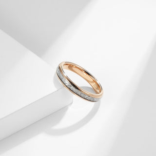 Fashion Jewelry Ring Rose Gold Plated Dome Polished Meteorite Inlay Tungsten Carbide Wedding Bands