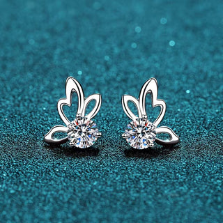 4mm Cubic Zirconia Round Cut Butterfly Four Claws Stud Earrings 925 Sterling Silver Earrings For Women Hypoallergenic
