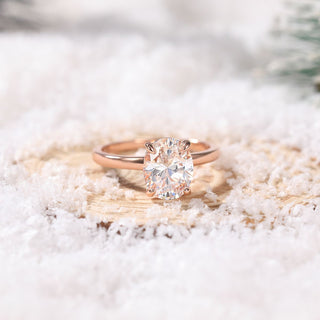 3ct Rose Gold 925 Sterling Silver Rings for Women Oval Cut Zirconia Engagement Band