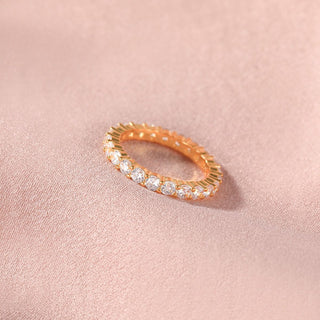 3mm 14K Gold Plated 925 Sterling Silver Women Round Cubic Zirconia Stackable Eternity Ring