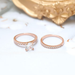 1.25 Ct 925 Sterling Silver Bridal Ring Sets Round CZ Women Rose Gold Engagement Wedding Bands