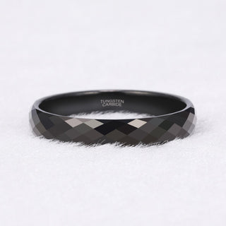 4mm Men Women Multi-Faceted Tungsten Carbide Rings Black Engagement Bands