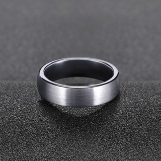 6mm Domed Tungsten Carbide Ring Men Silver Color Brushed Wedding Bands