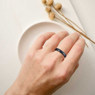 4mm Dome Polished With Multi-Colors Opal Inlay Tungsten Ring Women Men Black Tungsten Opal Ring