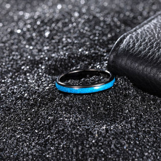 4mm Men Women Blue Turquoise Tungsten Ring Turquoise Granules Inlay Black Tungsten Carbide Ring