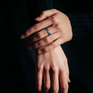 4mm Men Women Blue Turquoise Tungsten Ring Turquoise Granules Inlay Black Tungsten Carbide Ring