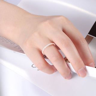 2mm Rose Gold 925 Sterling Silver Rings Women Cubic Zirconia Eternity Ring
