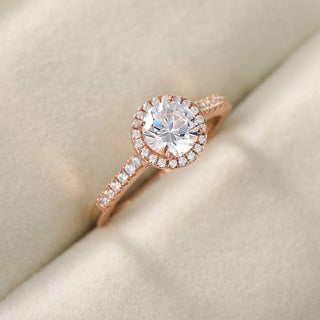 1.25Ct Rose Gold 925 Sterling Silver Rings Round Halo CZ Women Engagement Rings