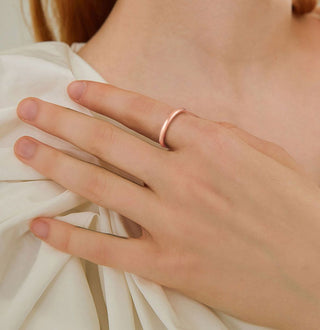 2mm Women Titanium Ring Rose Gold Dome High Polished Engagement Wedding Bands