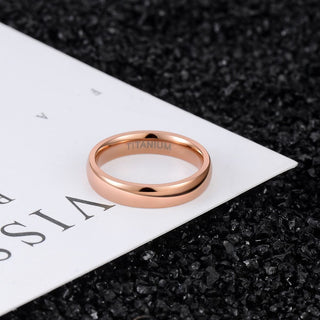 4mm Women Titanium Ring Rose Gold Dome High Polished Engagement Wedding Bands