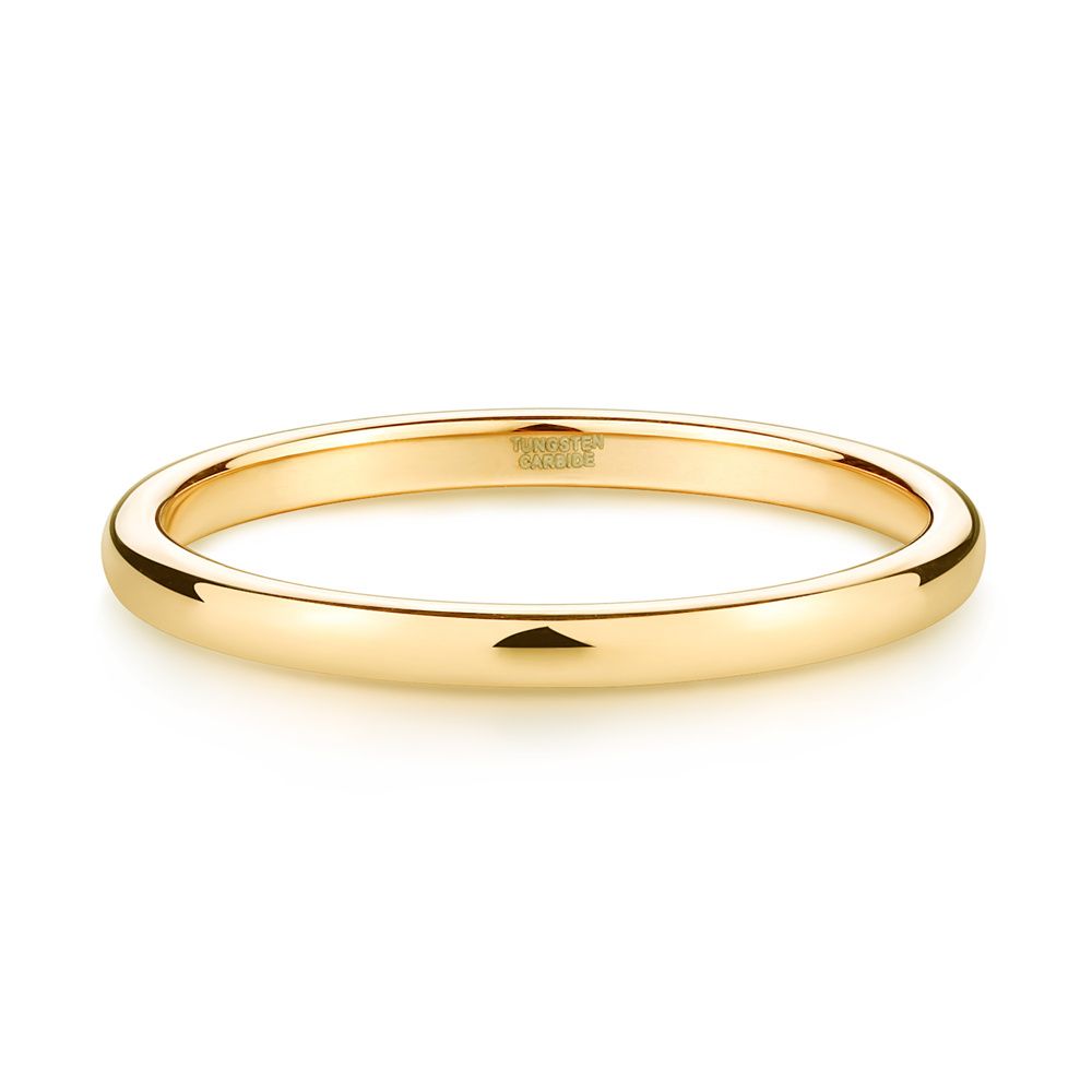 2mm Gold Tungsten Carbide Rings High Polished Women Wedding Bands