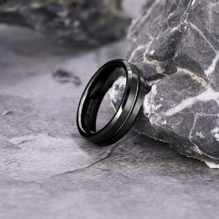 6mm Black Tungsten Carbide Ring Brushed Rings Mens Wedding Bands