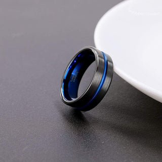 6mm Wedding Band Tungsten Carbide Rings Men Women Blue Groove Matte Finish Ring