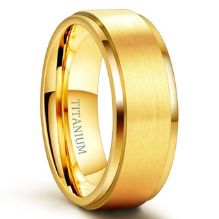 8mm Gold Color Brushed Titanium Ring Men Engagement Wedding Bands