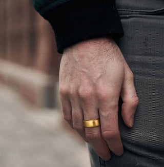 8mm Gold Color Brushed Titanium Ring Men Engagement Wedding Bands