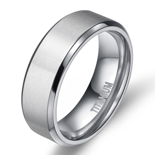 8mm Silver Color Men's Titanium Ring Brushed Women Wedding Bands