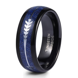 8mm Tungsten Carbide Ring Steel Arrow Silver Plated Inlay Imitation Meteorite Koa Wood Men Wedding Bands